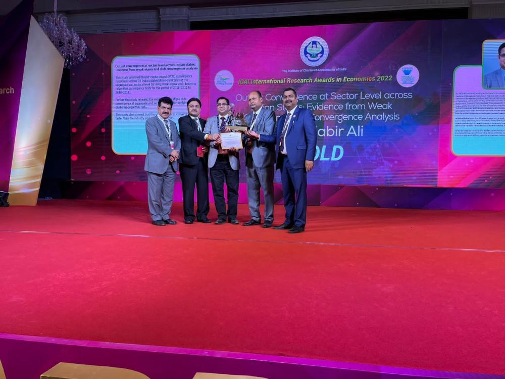 IIM Jammu faculty members win accolades for best research paper in Economics in the Gold Category at ICAI International Research IIM Jammu faculty members win accolades for best research paper in Economics in the Gold Category at ICAI International Research