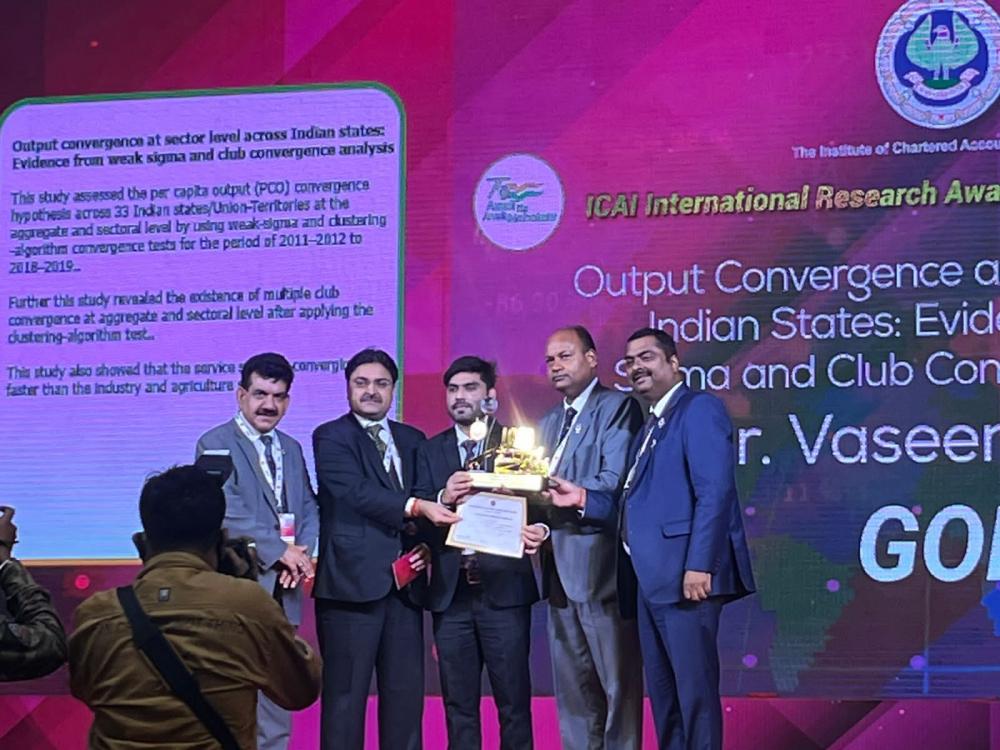 IIM Jammu faculty members win accolades for best research paper in Economics in the Gold Category at ICAI International Research IIM Jammu faculty members win accolades for best research paper in Economics in the Gold Category at ICAI International Research
